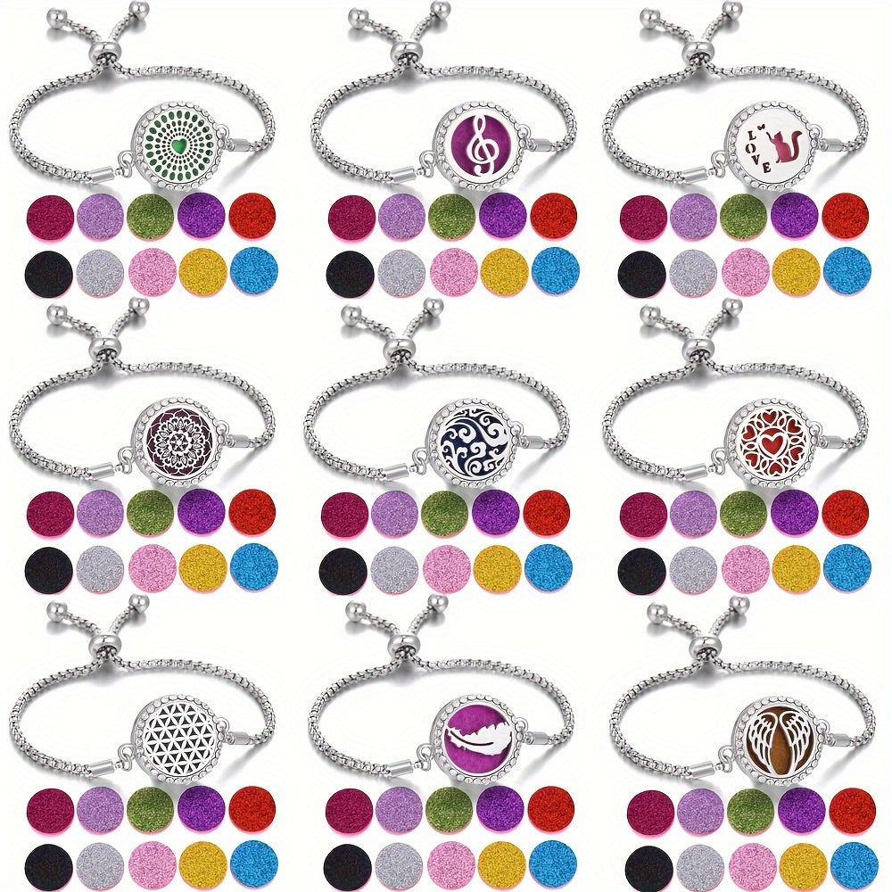 Sparkling Serenity Couple's Diffuser Bracelets Set