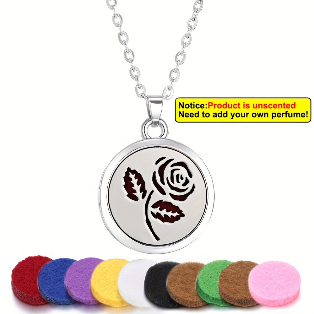 Stainless Steel Tree of Life Essential Oil Necklace with Refill Pads