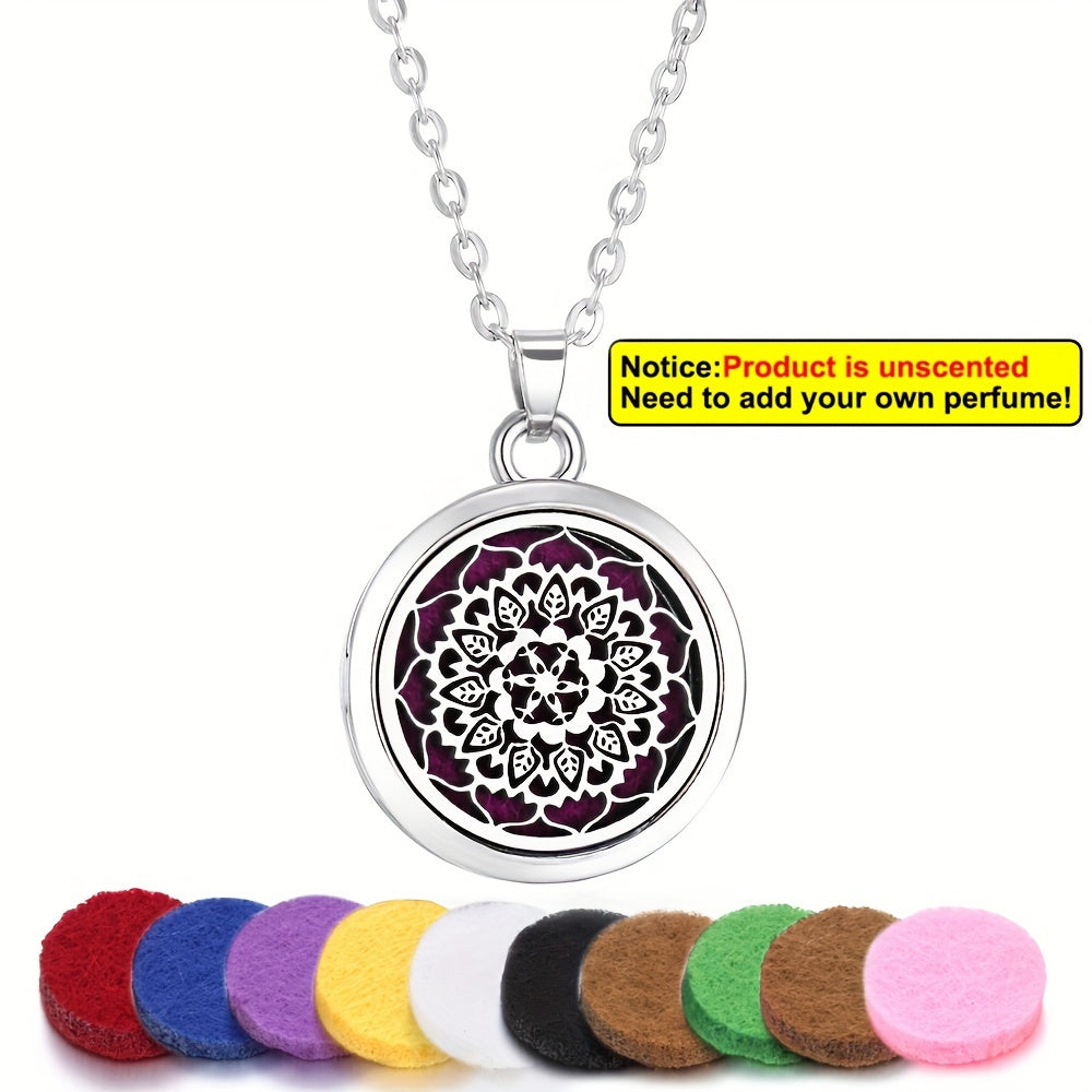 Stainless Steel Tree of Life Essential Oil Necklace with Refill Pads