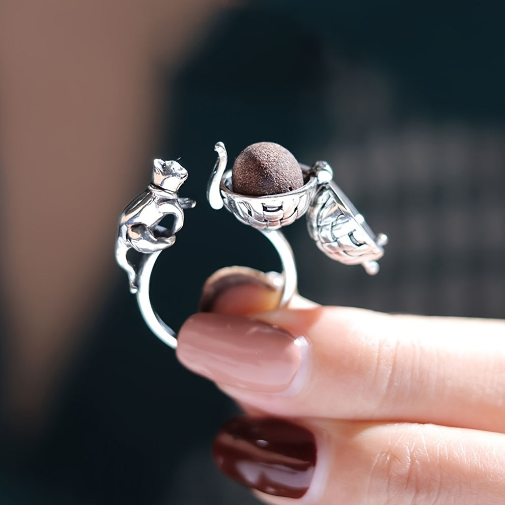 Vintage Aromatherapy Cat Ring