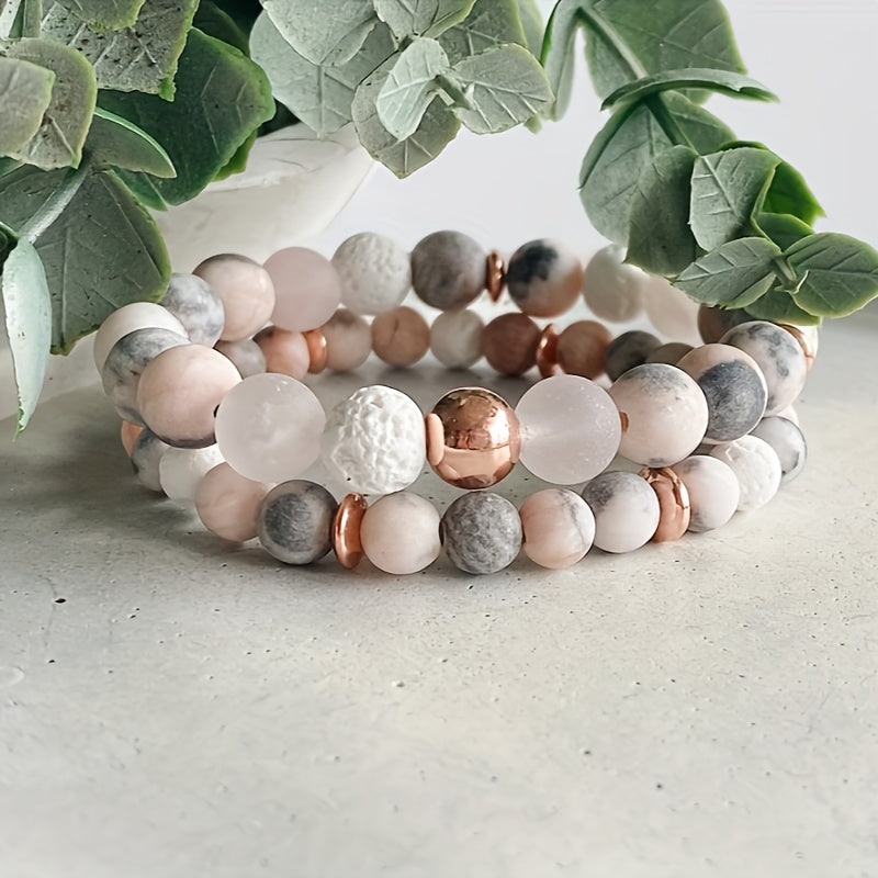 Jasper & Rose Quartz Aromatherapy Beaded Bracelet