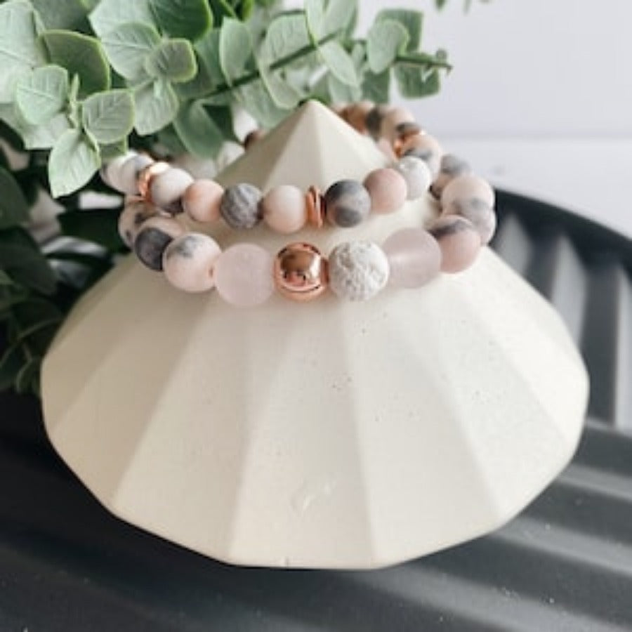 Jasper & Rose Quartz Aromatherapy Beaded Bracelet