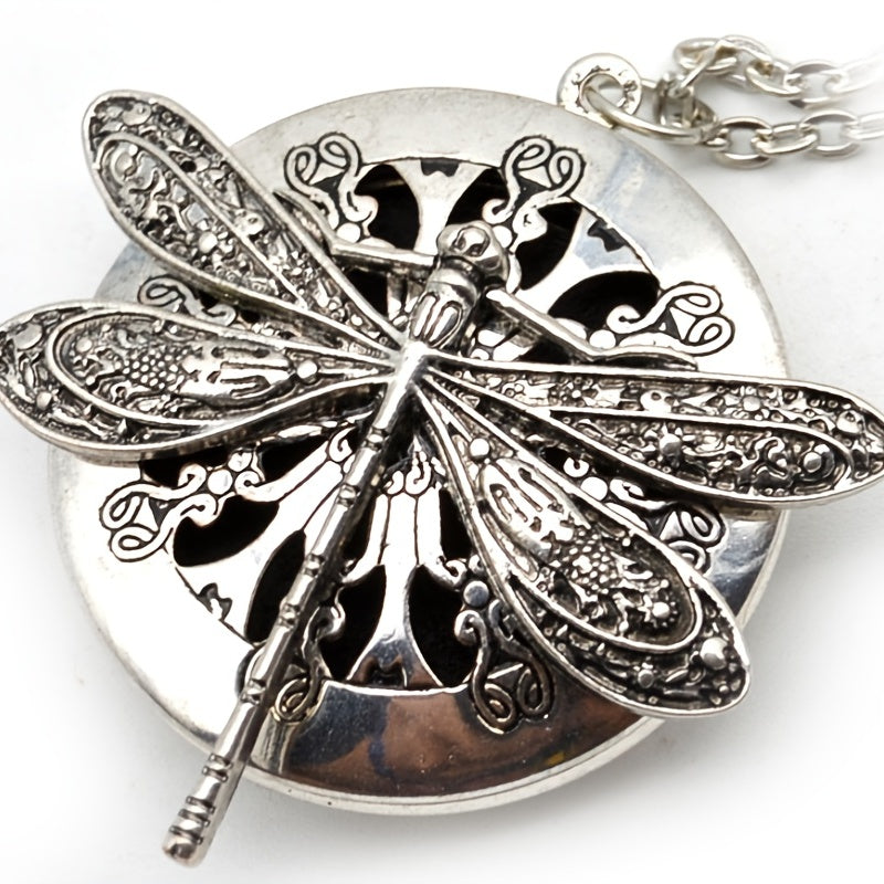 Elegant Vintage Dragonfly Locket Necklace for Aromatherapy