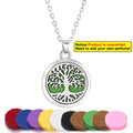 Stainless Steel Tree of Life Essential Oil Necklace with Refill Pads