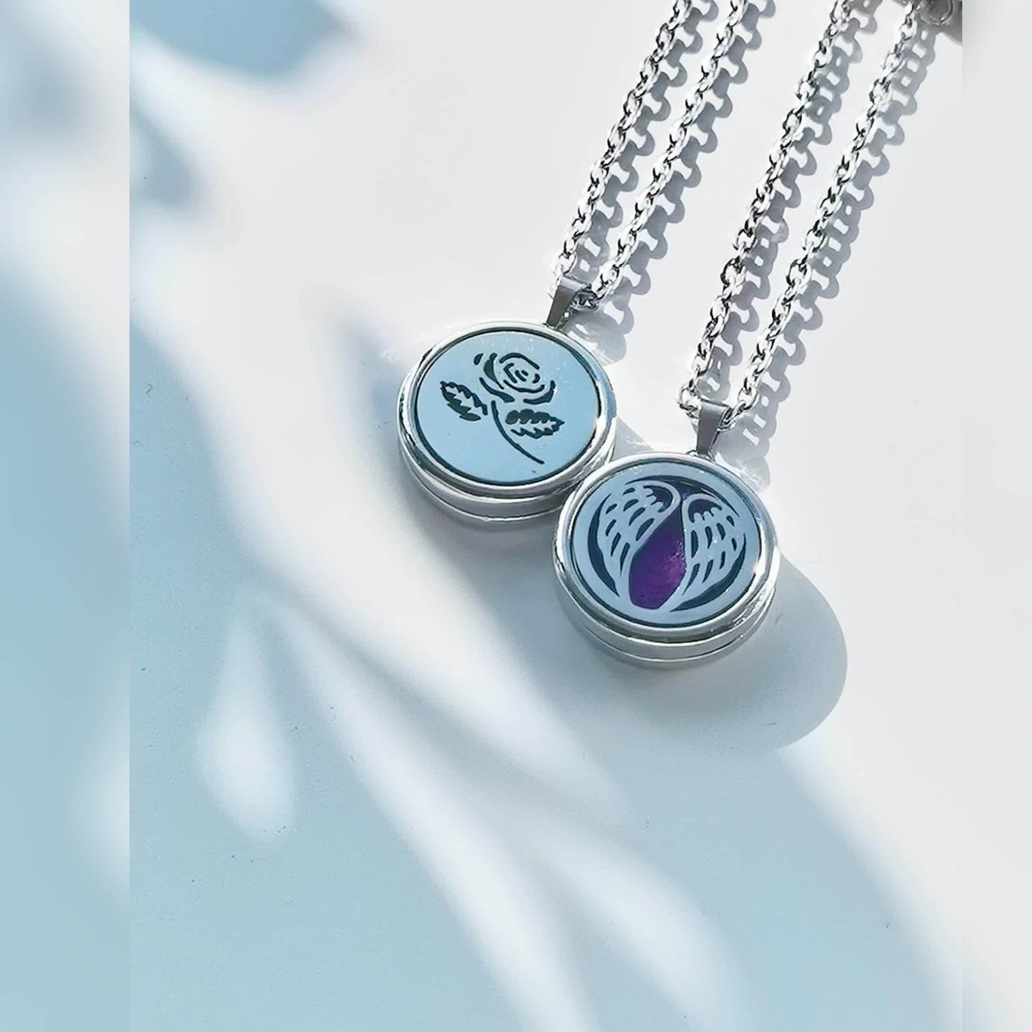 Stainless Steel Tree of Life Essential Oil Necklace with Refill Pads