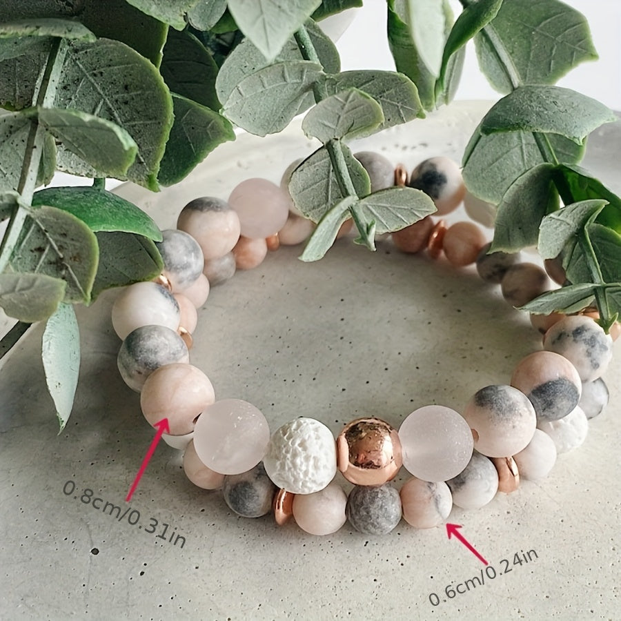 Jasper & Rose Quartz Aromatherapy Beaded Bracelet