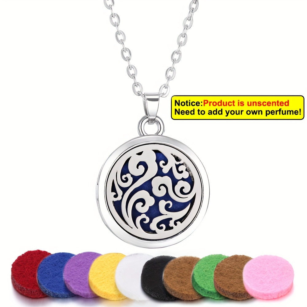Stainless Steel Tree of Life Essential Oil Necklace with Refill Pads