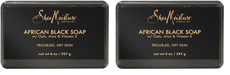 SheaMoisture Bar Soap African Black Soap for Troubled Skin Cleanser with Shea Butter 8 oz