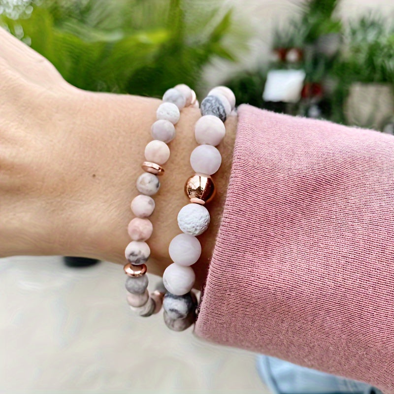 Jasper & Rose Quartz Aromatherapy Beaded Bracelet