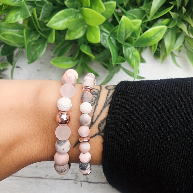 Jasper & Rose Quartz Aromatherapy Beaded Bracelet
