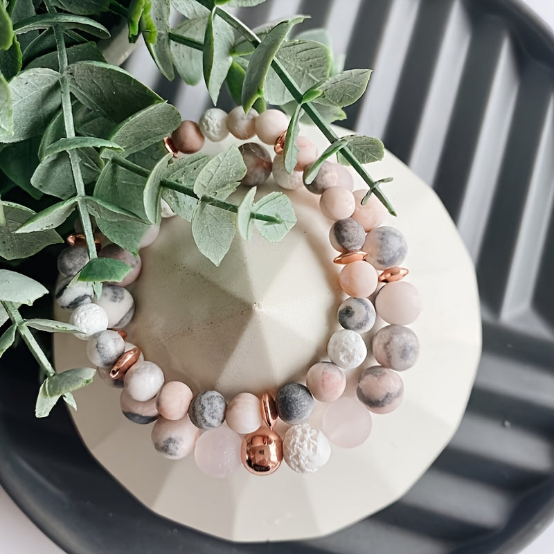 Jasper & Rose Quartz Aromatherapy Beaded Bracelet