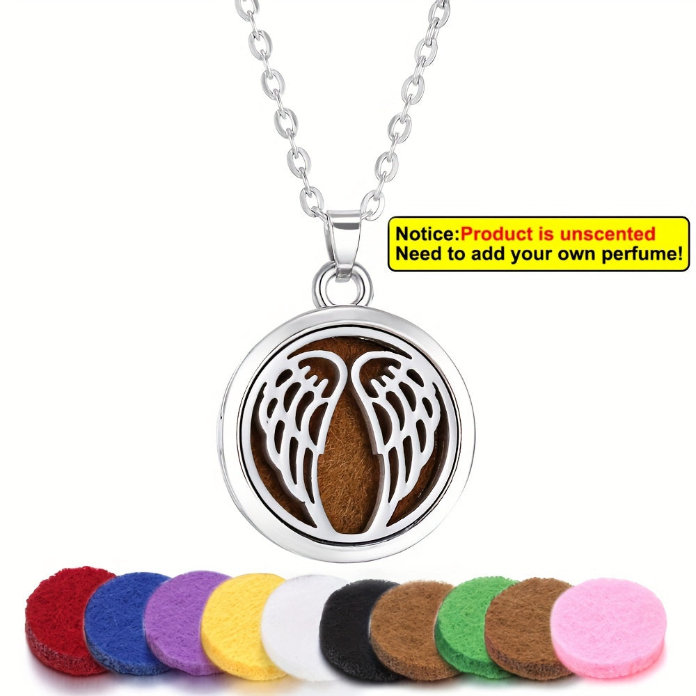 Stainless Steel Tree of Life Essential Oil Necklace with Refill Pads