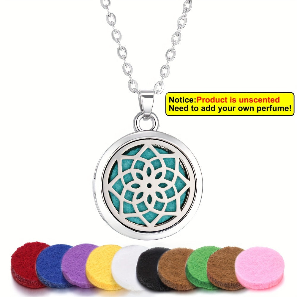 Stainless Steel Tree of Life Essential Oil Necklace with Refill Pads