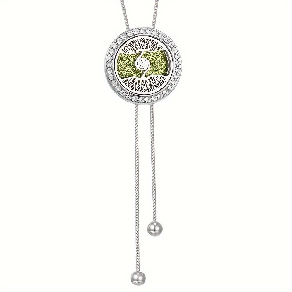 Tree of Life Spiral Locket Essential Oil Tassel Necklace