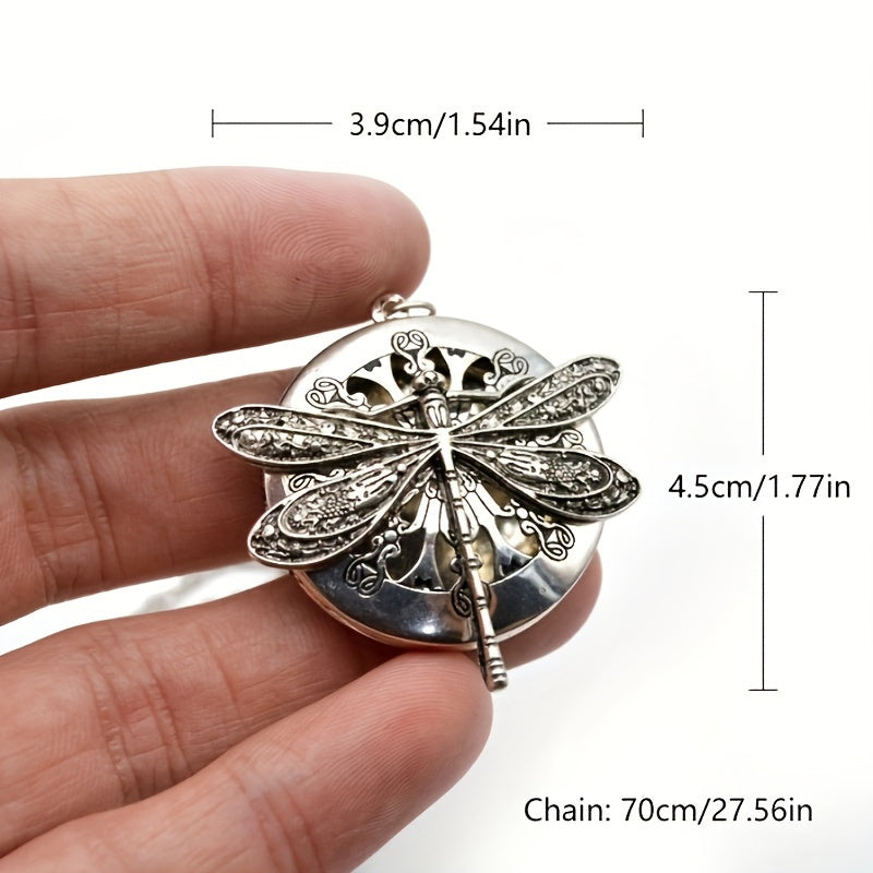 Elegant Vintage Dragonfly Locket Necklace for Aromatherapy