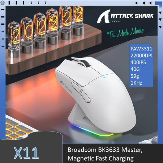 ATTACK SHARK Lightweight Gaming Mouse, RGB backlight and Magnetic Fast Charging