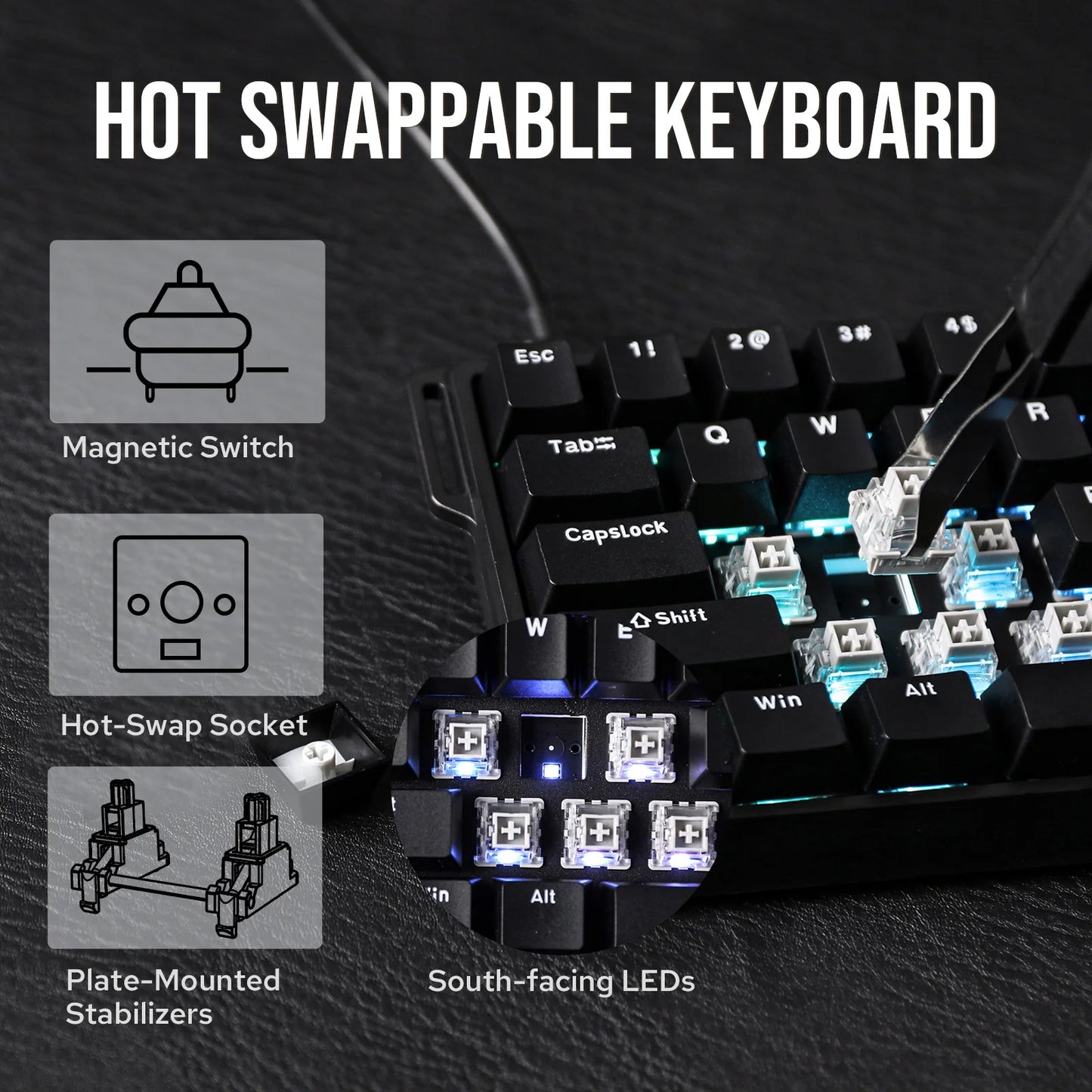 AULA WIN60 HE/WIN60 HE MAX 60% Wired Mechanical Keyboard with Hall Effect Magnetic Switch