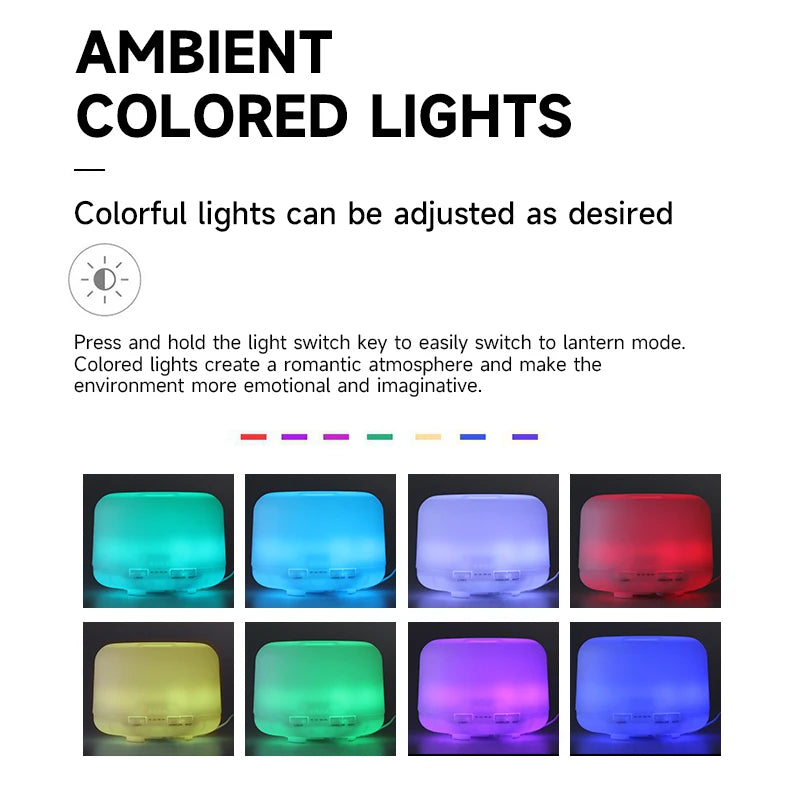 500ml USB Aroma Diffuser and Humidifier with Remote and LED Night Lights