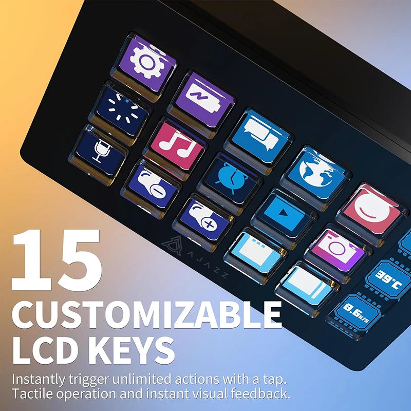 AJAZZ AKP153E/AKP03E Multifunctional Console Panel Desktop Assistente 15 Macro Keys Trigger Actions Custom Mini Keyboard