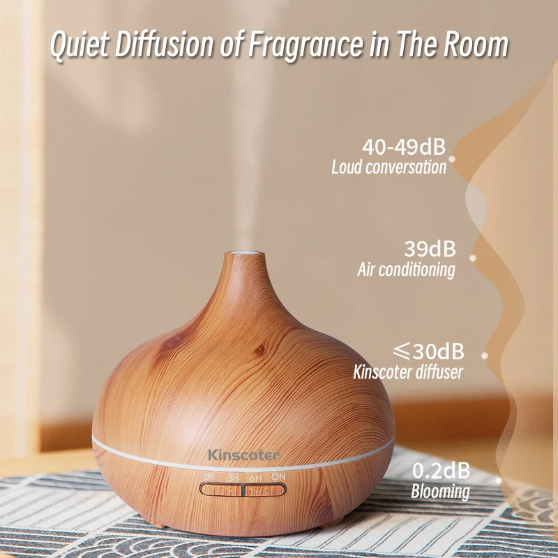 500ml Ultrasonic Wood Diffuser with Remote & LED Colors