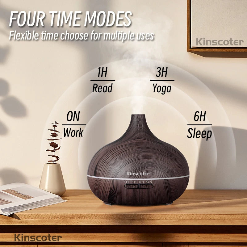 500ml Ultrasonic Wood Diffuser with Remote & LED Colors
