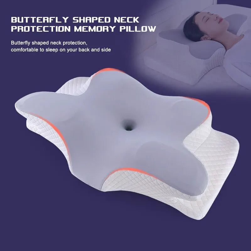 Butterfly-Shaped Memory Foam Orthopedic Pillow for Cervical Support and Pain Relief