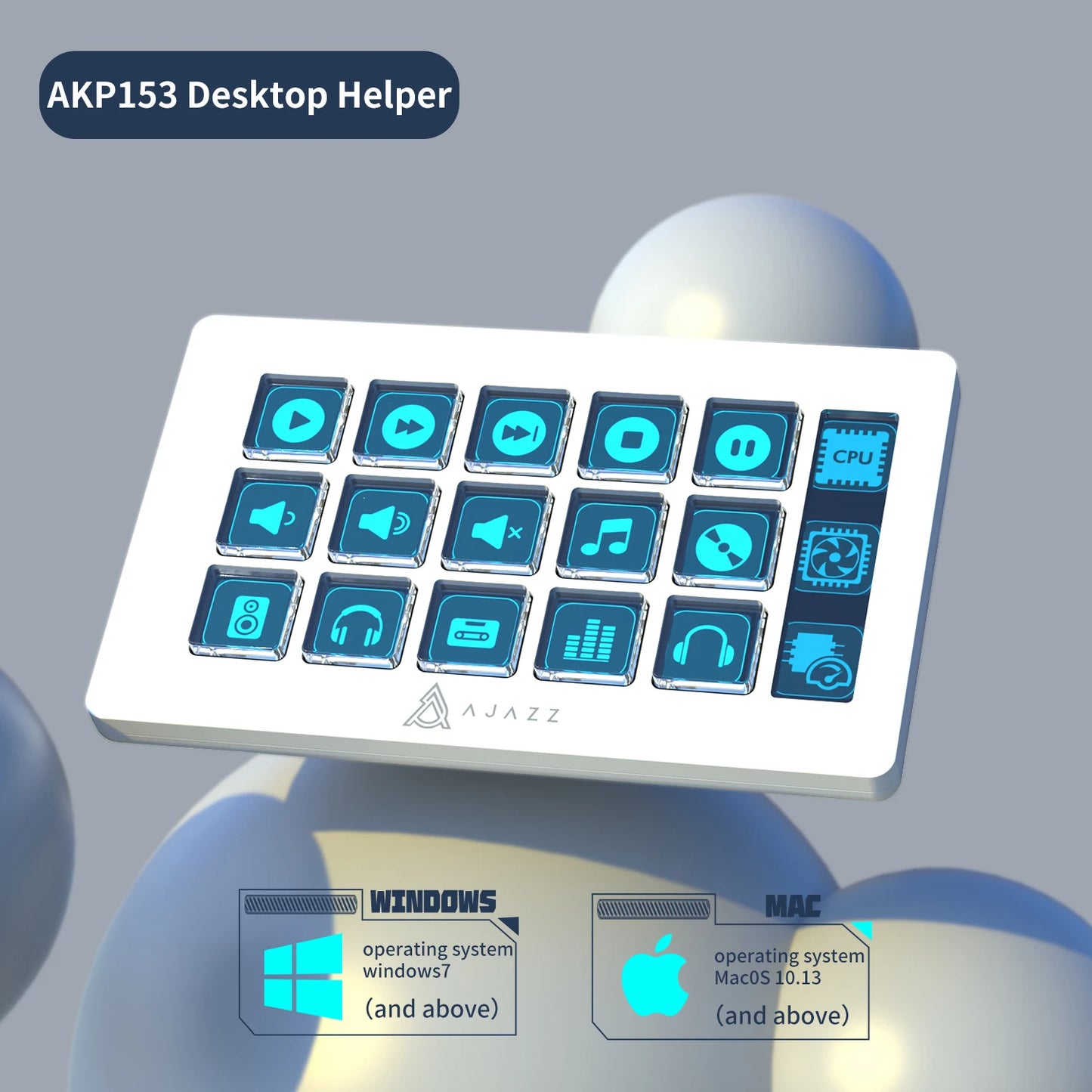 AJAZZ AKP153E/AKP03E Multifunctional Console Panel Desktop Assistente 15 Macro Keys Trigger Actions Custom Mini Keyboard