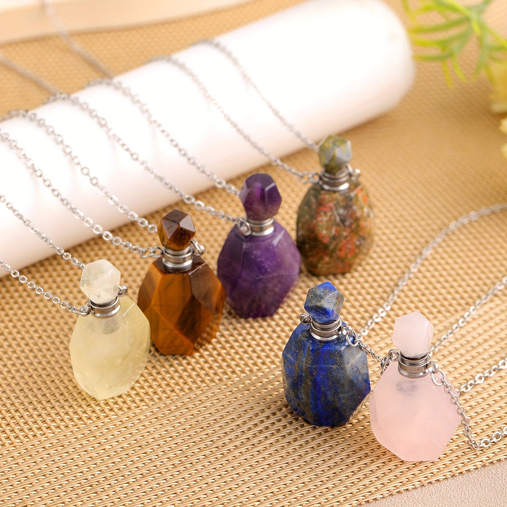 Luxurious Elegant Crystal Essence Vial Necklace