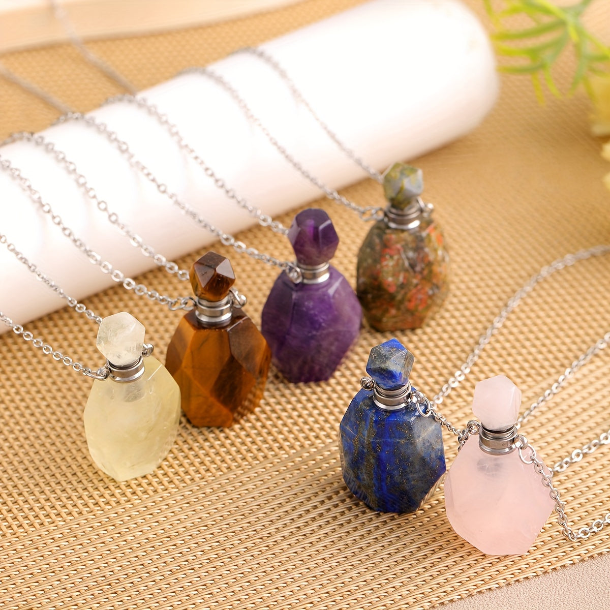 Luxurious Elegant Crystal Essence Vial Necklace