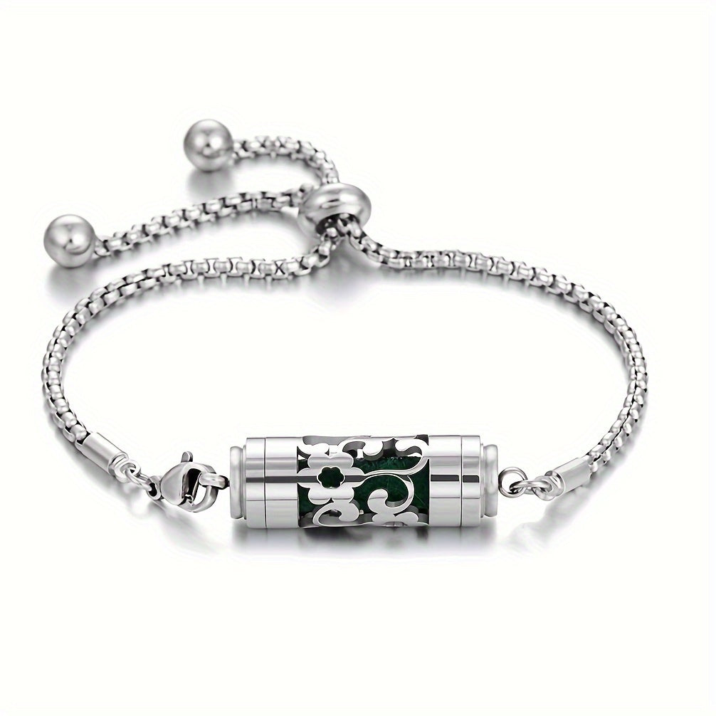Adjustable Stainless Steel Aroma Locket Bracelet