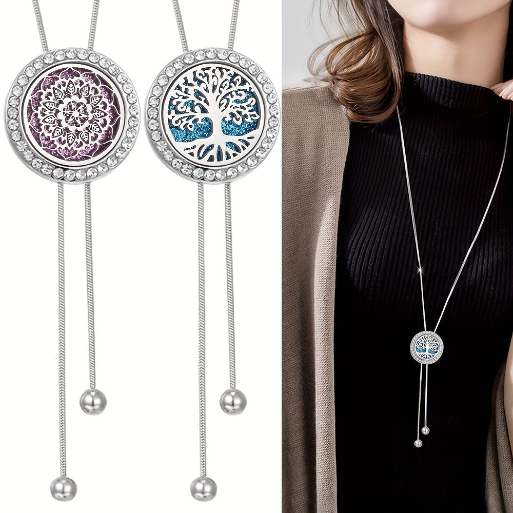 Tree of Life Spiral Locket Essential Oil Tassel Necklace