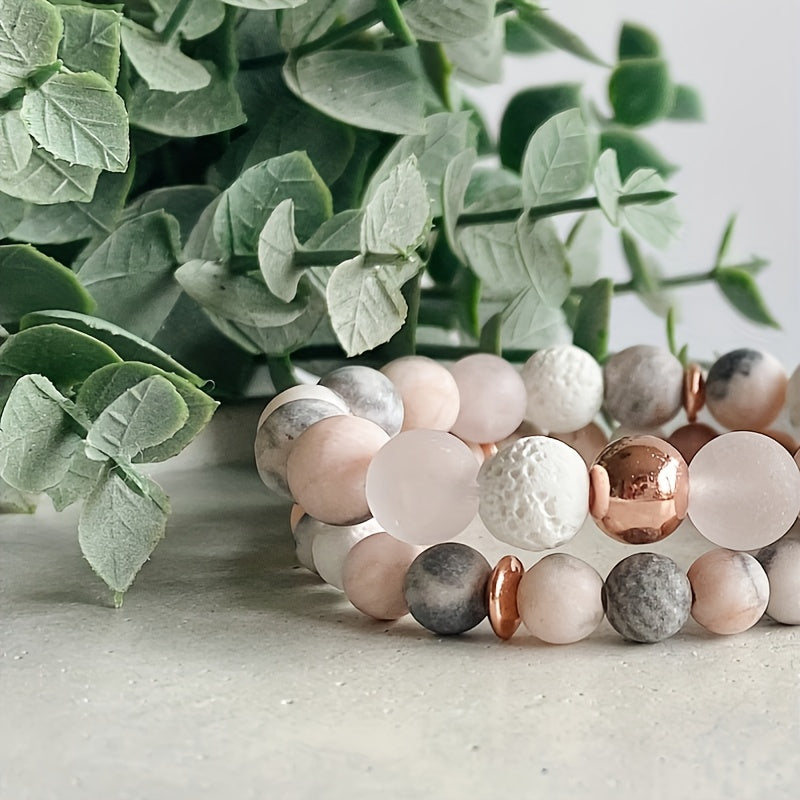 Jasper & Rose Quartz Aromatherapy Beaded Bracelet