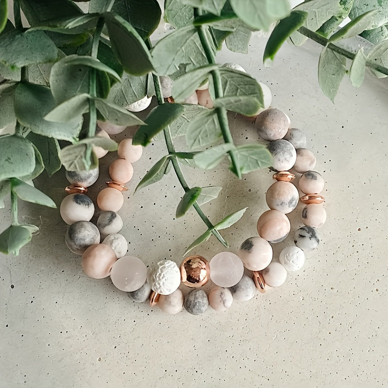 Jasper & Rose Quartz Aromatherapy Beaded Bracelet